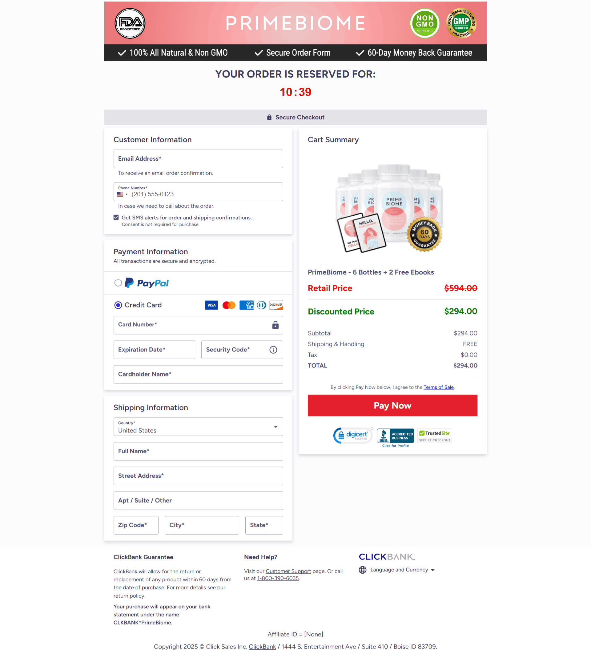 PrimeBiome Secure Checkout